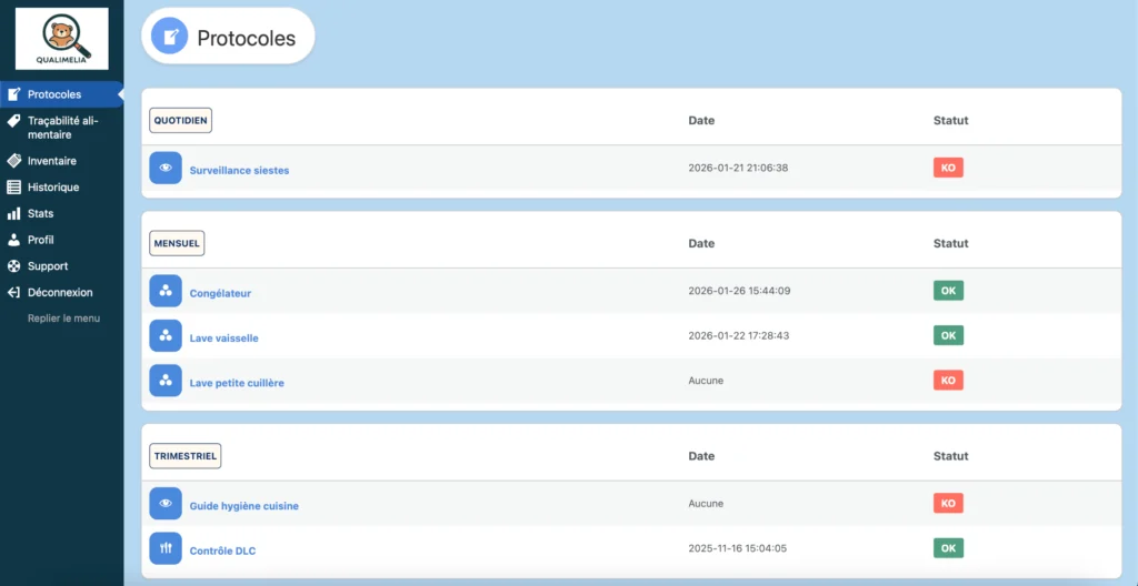 protocoles écran tablette